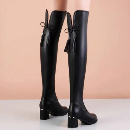 Stylish Leather Elastic Boots [NEW]